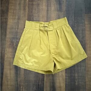 Doen High Waist Pleated Cotton Shorts Mustard Yellow Size 10